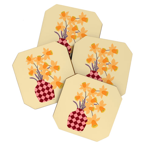 El buen limon Daffodils and vase Coaster Set