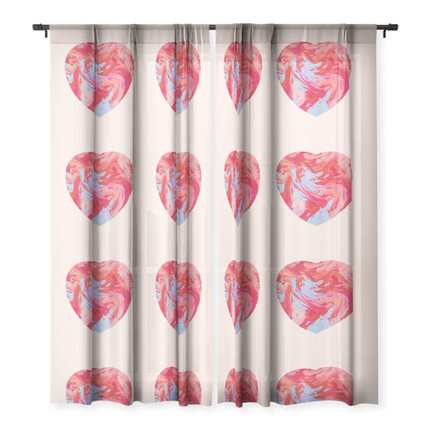 El buen limon Heart and love retro psychedelic Sheer Window Curtain