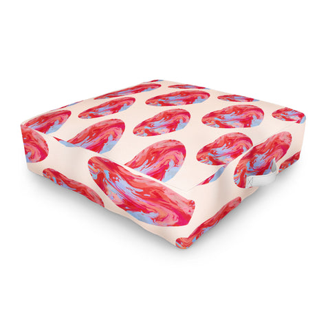 El buen limon Heart and love retro psychedelic Outdoor Floor Cushion