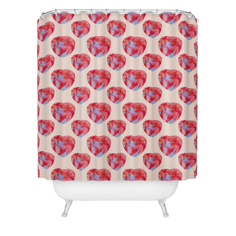 El buen limon Heart and love retro psychedelic Shower Curtain