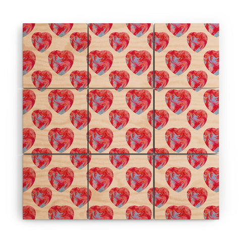 El buen limon Heart and love retro psychedelic Wood Wall Mural