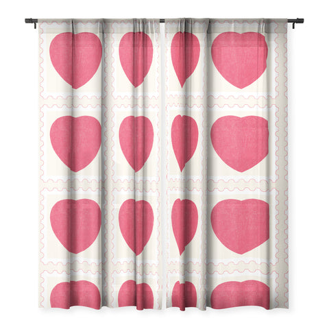 El buen limon Heart and love stamp Sheer Window Curtain