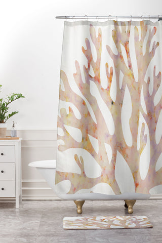 El buen limon Marine corals Shower Curtain And Mat
