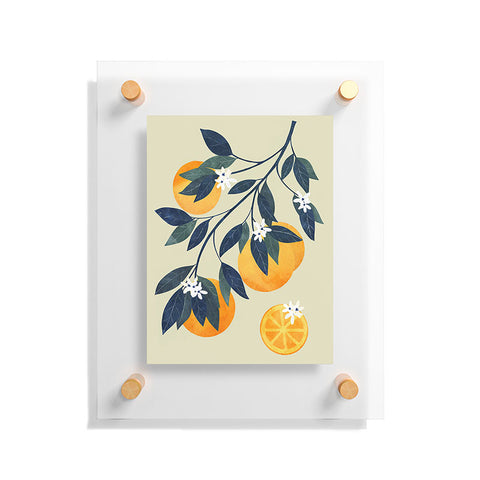 El buen limon Oranges branch and flowers Floating Acrylic Print