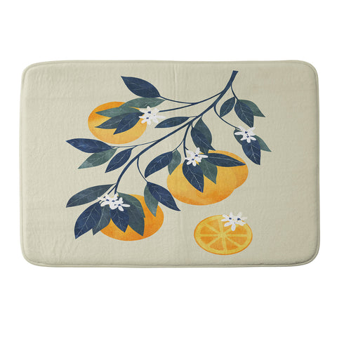 El buen limon Oranges branch and flowers Memory Foam Bath Mat