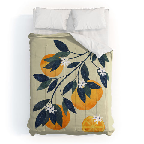 El buen limon Oranges branch and flowers Comforter
