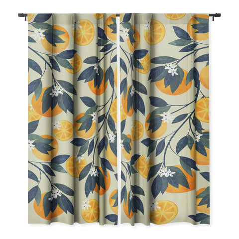 El buen limon Oranges branch and flowers Blackout Non Repeat