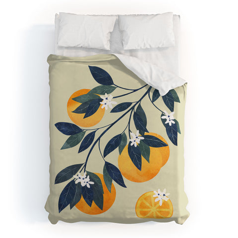 El buen limon Oranges branch and flowers Duvet Cover