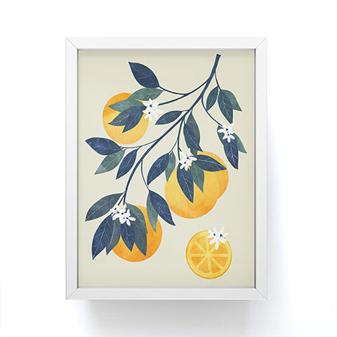 El buen limon Oranges branch and flowers Framed Mini Art Print