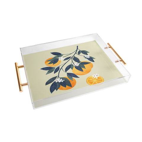 El buen limon Oranges branch and flowers Acrylic Tray