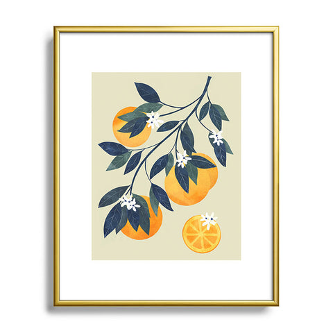 El buen limon Oranges branch and flowers Metal Framed Art Print