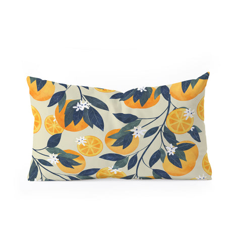 El buen limon Oranges branch and flowers Oblong Throw Pillow