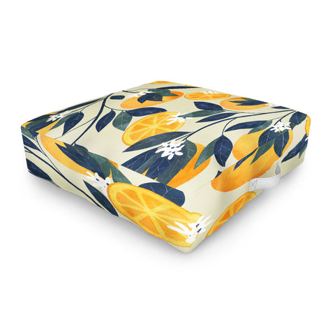 El buen limon Oranges branch and flowers Outdoor Floor Cushion