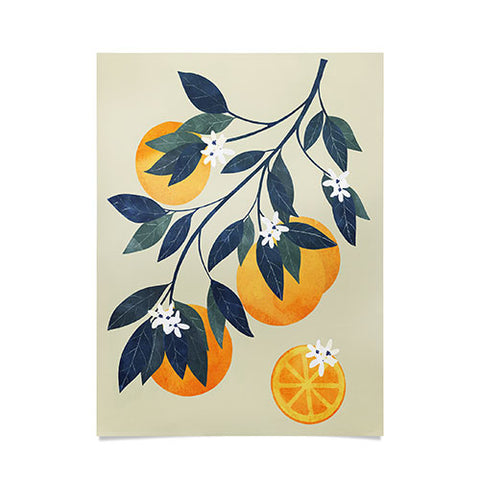 El buen limon Oranges branch and flowers Poster