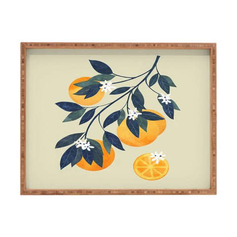 El buen limon Oranges branch and flowers Rectangular Tray