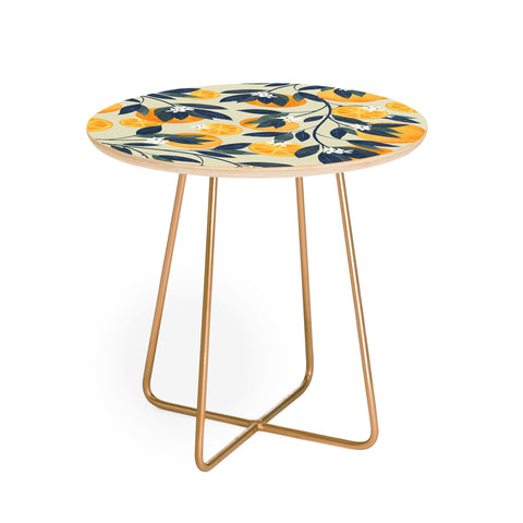 El buen limon Oranges branch and flowers Round Side Table