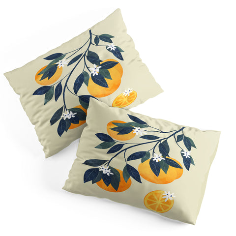 El buen limon Oranges branch and flowers Pillow Shams