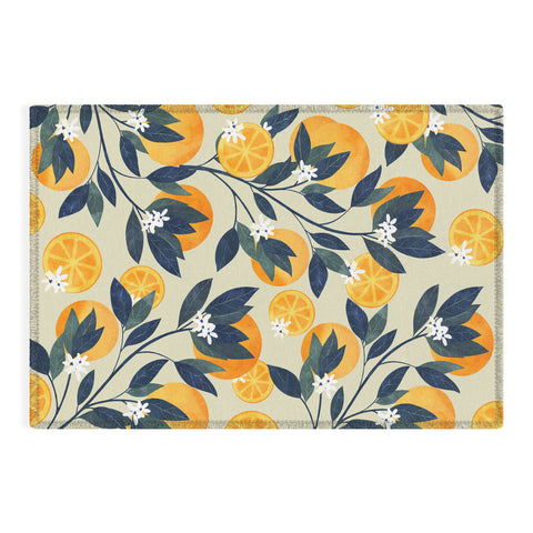 El buen limon Oranges branch and flowers Outdoor Rug