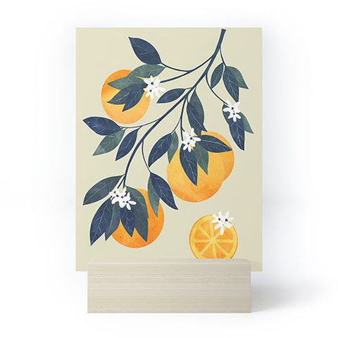 El buen limon Oranges branch and flowers Mini Art Print