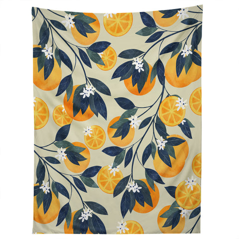 El buen limon Oranges branch and flowers Tapestry
