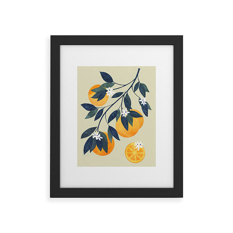 El buen limon Oranges branch and flowers Framed Art Print