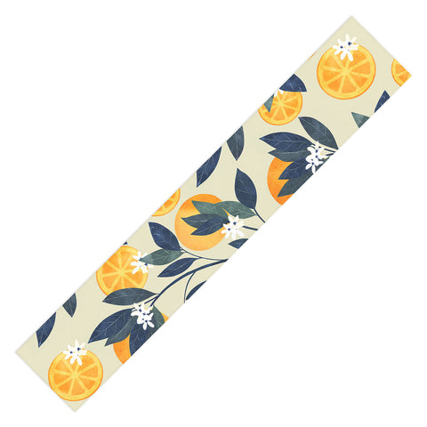 El buen limon Oranges branch and flowers Table Runner