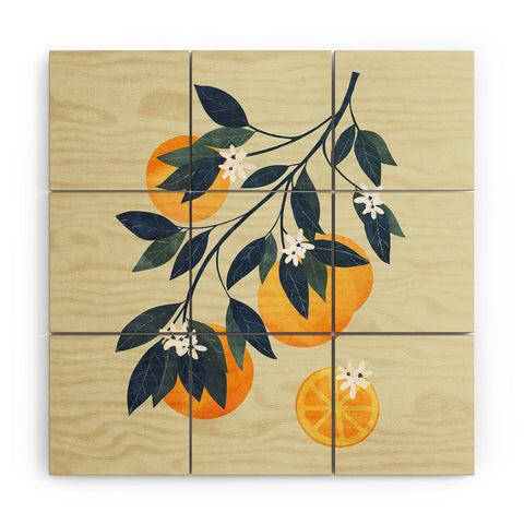 El buen limon Oranges branch and flowers Wood Wall Mural