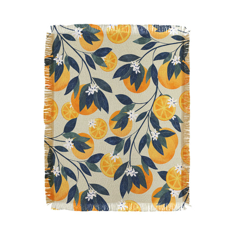 El buen limon Oranges branch and flowers Throw Blanket