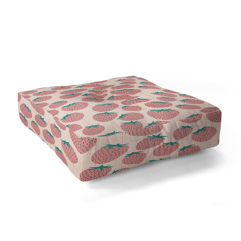 El buen limon Pink strawberries I Floor Pillow Square