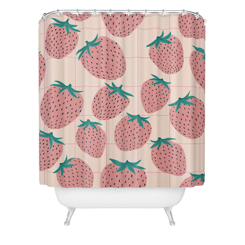 El buen limon Pink strawberries I Shower Curtain