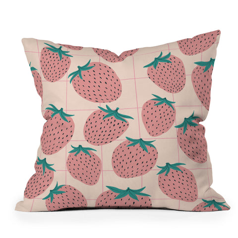 El buen limon Pink strawberries I Outdoor Throw Pillow