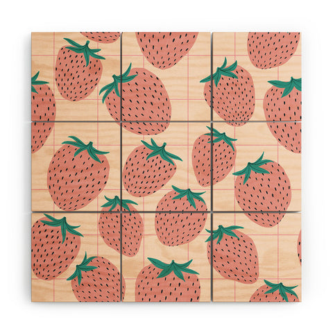 El buen limon Pink strawberries I Wood Wall Mural