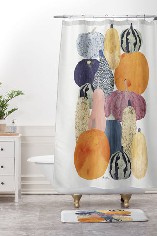 El buen limon Pumpkin still life Shower Curtain And Mat