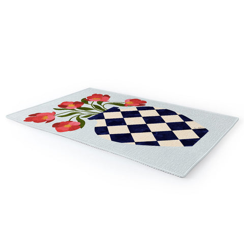 El buen limon Roses and vase with diamonds Area Rug