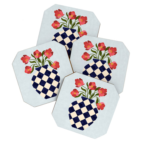 El buen limon Roses and vase with diamonds Coaster Set