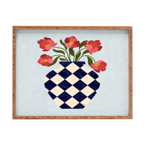 El buen limon Roses and vase with diamonds Rectangular Tray