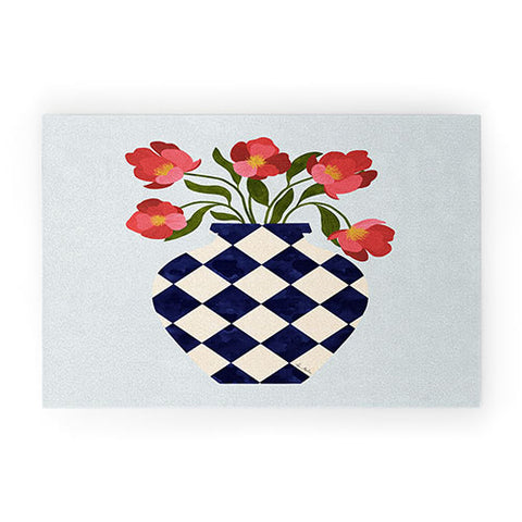 El buen limon Roses and vase with diamonds Welcome Mat