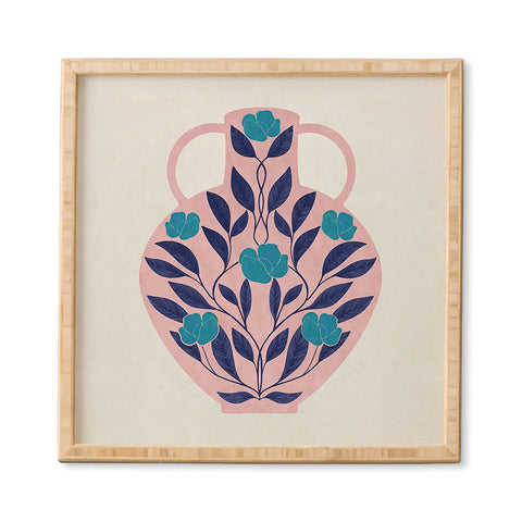El buen limon Vase with blue roses Framed Wall Art