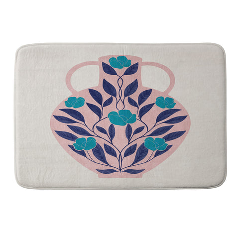 El buen limon Vase with blue roses Memory Foam Bath Mat