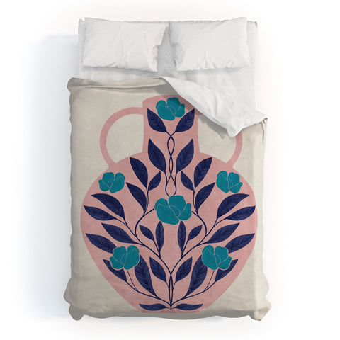 El buen limon Vase with blue roses Duvet Cover
