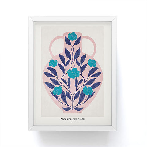 El buen limon Vase with blue roses Framed Mini Art Print
