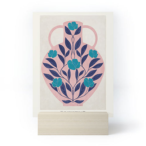 El buen limon Vase with blue roses Mini Art Print