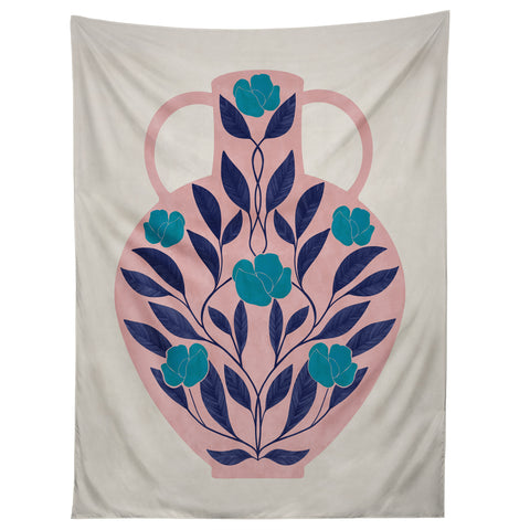 El buen limon Vase with blue roses Tapestry