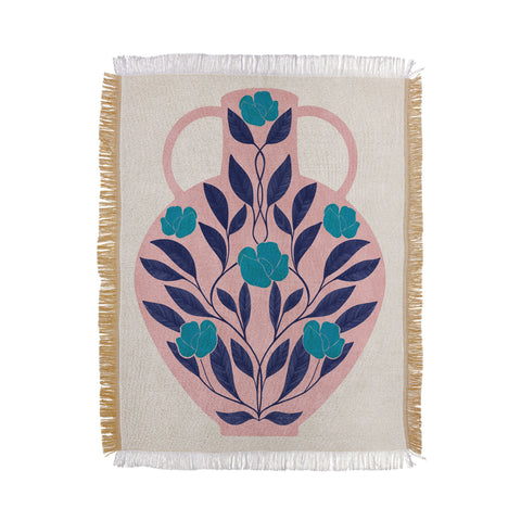 El buen limon Vase with blue roses Throw Blanket