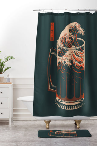 Elan Harris The Great Wave of Beer Shower Curtain And Mat