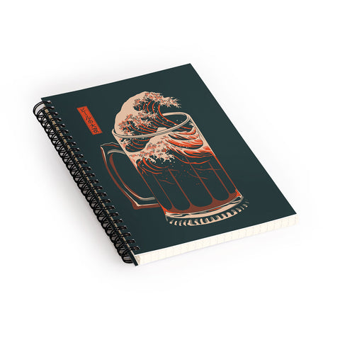 Elan Harris The Great Wave of Beer Spiral Notebook