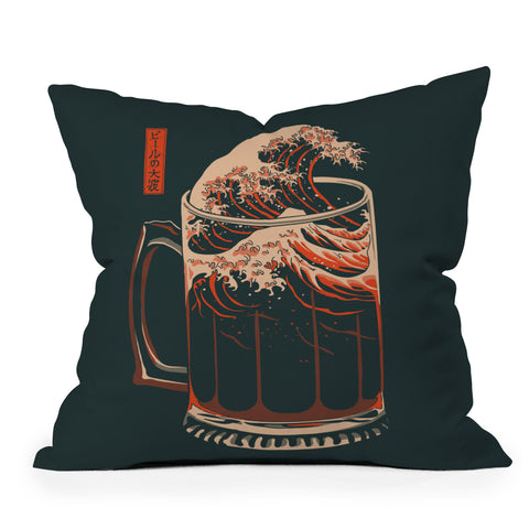 Elan Harris The Great Wave of Beer Throw Pillow