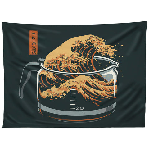 Elan Harris The Great Wave of Coffee Tapestry