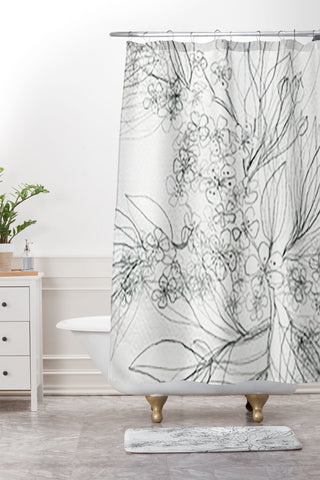 Elena Blanco Pencil blossom Shower Curtain And Mat
