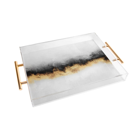 Elisabeth Fredriksson Black And Gold Sky Acrylic Tray